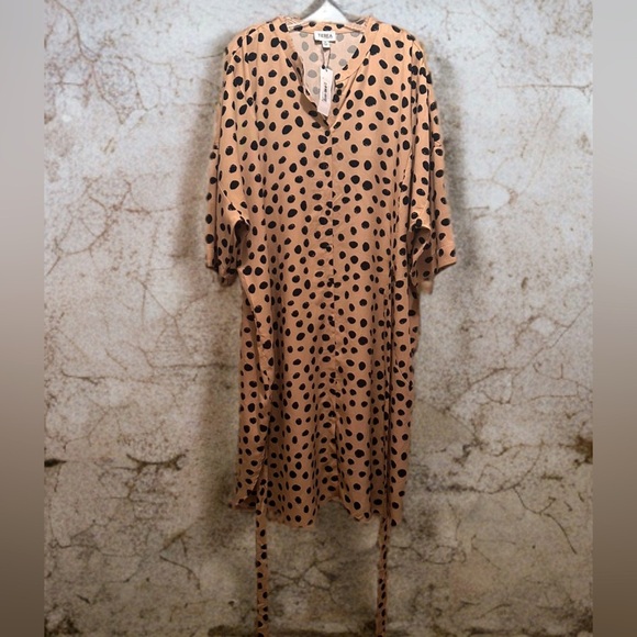 NWT Women’s Plus Size Drop Sleeves Kimono Style Shirt Dress Hummus Dot Size 3X - Picture 7 of 9